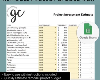 Home Remodel Project Investment Calculator