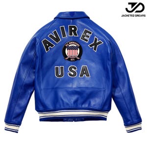 Handmade Avirex Leather Bomber Jacket, Handcrafted Men's Icon