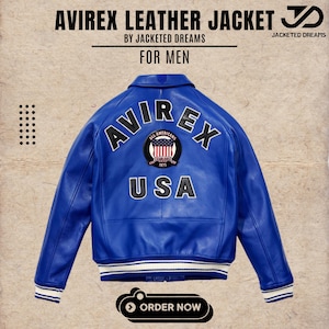 Handmade Avirex Leather Bomber Jacket, Handcrafted Men&#39;s Icon Jacket, Blue Flight Jacket, Genuine Leather | Best Gift for him/her