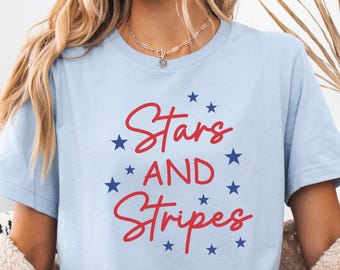 Stars and Stripes 4th of July Shirt, USA Shirt, Red and Blue Shirt, Independence Day Shirt, American Shirt, Patriotic Shirt, USA Flag Tee