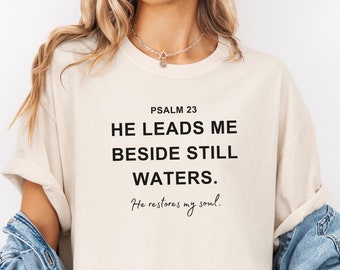 Camiseta Comfort Colors® Salmo 23, camiseta de estudio bíblico de Dios para mujer, camiseta de Jesús, camiseta cristiana, camiseta con versículo bíblico, camiseta cristiana para mamá