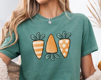 Camiseta de zanahorias de Pascua Comfort Colors®, linda camiseta de Pascua, camiseta de Pascua bohemia, camiseta de conejo de Pascua, regalo de feliz día de Pascua, camiseta de Pascua Cottagecore