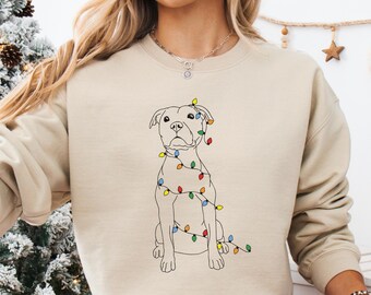 Christmas Dog Sweatshirt, Dog Owner Christmas Gift, Pitbull Mom Gift, Gift for Dog Lover, Holiday Sweater, Cute Christmas Dog Sweatshirt