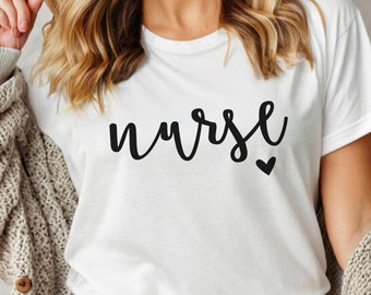 Nurse Heart Shirt, Nurse Shirt, Nurse Shirt Women, Nurse Gift Shirt, Nurse Tees, Nurse T-Shirts, Nurse Shirt Gift, Cute Nurse Typography Tee