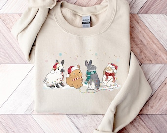 Kersttrui konijn, trui kerstkonijn, shirt schattig konijn, shirt konijn minnaar, shirt kerstdieren, kerstcadeau T-shirts