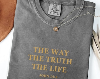 Comfort Colors® Aesthetic christelijk shirt christelijke kleding bruin Jezus shirt christelijke streetwear kleding bijbelvers shirt christelijk cadeau