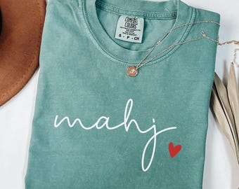 Comfort Colors® Mahj Shirt with Heart, Mahjong Gifts, Mahjong Player, Mahjong Chinese Game, Mahjong Tee, Funny Mahjong Group Friend