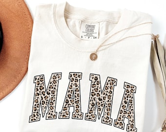 Comfort Colors® Leopard Mama Shirt, Mothers Day Gift, Mom Shirt, Retro Mama Shirt, Gift For Mom, Mama Shirt, Leopard Mama T-Shirt