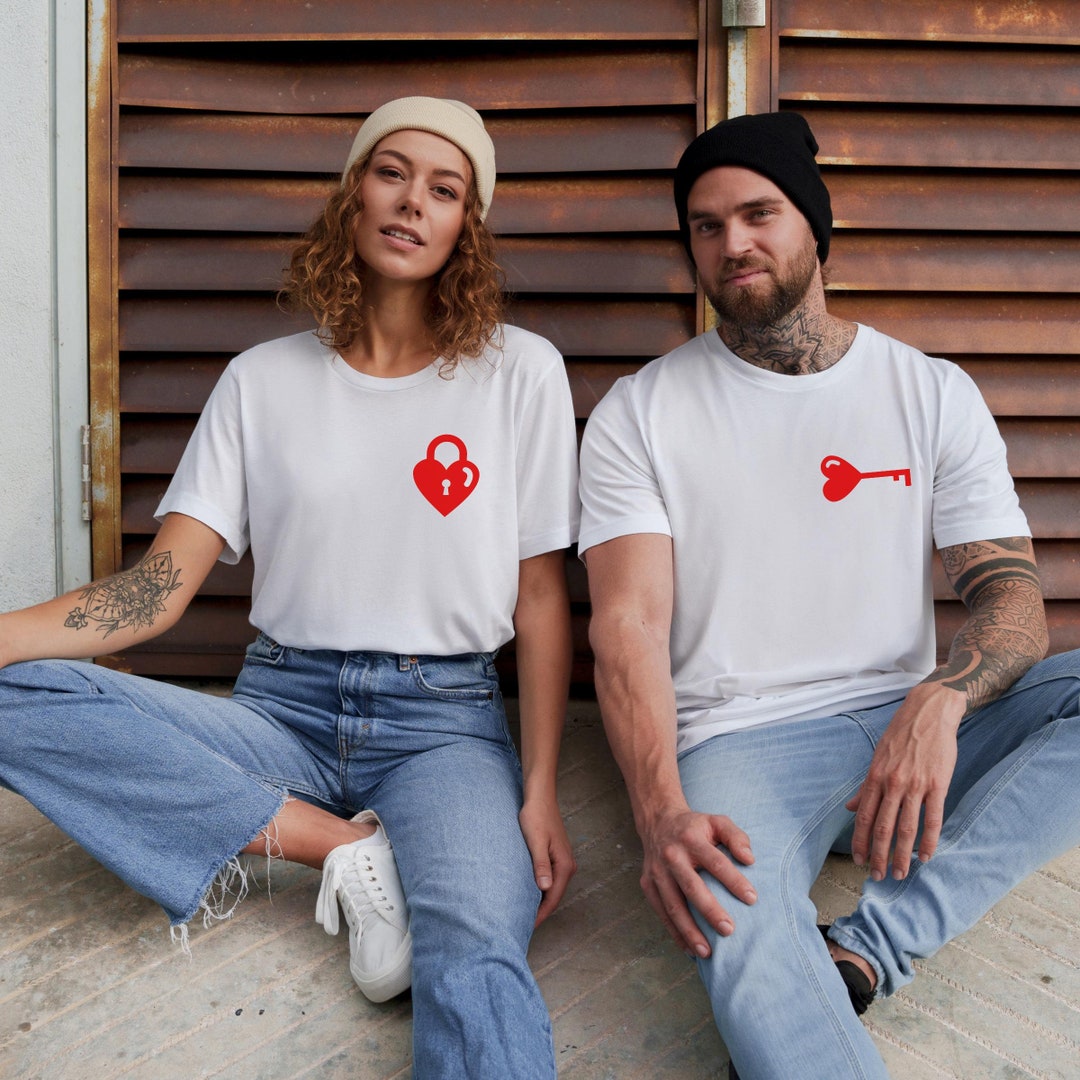 Heart Lock and Key Shirt, Matching Couple Shirts, Wedding Gift, Couple ...