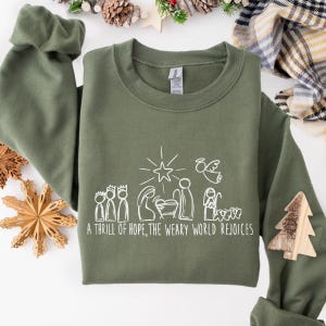 Sweat-shirt de Noël chrétien, pull crèche, chemise crèche de Noël, crèche histoire vraie, cadeaux religieux de Noël, t-shirt Jésus