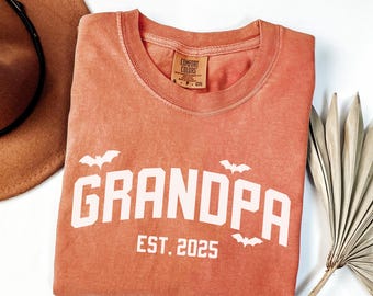 Comfort Colors® Halloween Grandpa Shirt, Custom Grandpa EST Shirt, Halloween Gift for Grandpa, Personalized Grandpa Tee, Spooky Grandpa Tee
