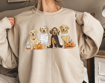 Halloween Ghost Dog Sweatshirt, Cute Dog Sweatshirt, Spooky Season Dog Sweatshirt, Dog Lover Halloween Sweater, Pumpkin Halloween Dogs Gift