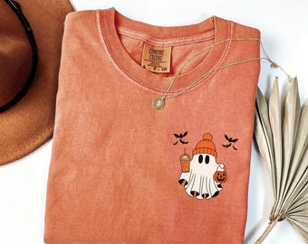 Comfort Colors® Halloween Ghost Shirt, Сute Ghost Pumpkin Shirt, Halloween Shirt, Retro Ghost Shirt, Cute Fall Shirt, Pumpkin Season