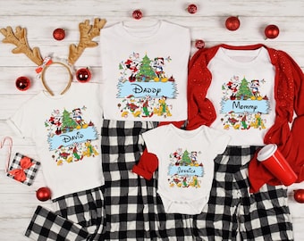 Chemise de Noël famille Disney personnalisée, t-shirt de Noël Disney personnalisé, chemise de famille de Noël Disney assortie, voyage de Noël Disney 2025