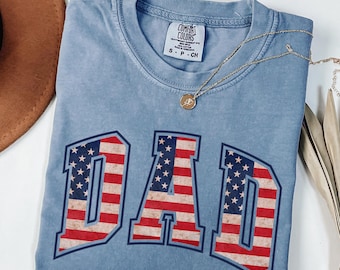 Comfort Colors® American Dad Shirt, Dad USA Flag Shirt, Fathers Day Gift, 4th of July Shirt, New Dad Shirt, Patriotic Dad Tee, Gift for Dad