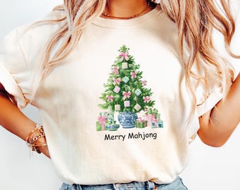 Comfort Colors® Merry Mahjong-tröja, jul-Mahjong-tröja, rolig Mahjong-tröja, rolig Mahjong-present, Mahjong-spelare-tröja, rolig jul-tröja
