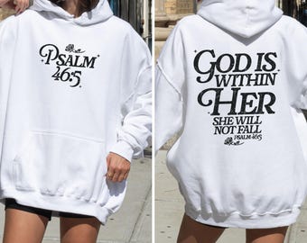 God Is Within Her She Will Not Fall Hoodie, Coquette Christian Shirt, Jesus Hoodie, Christian Sweatshirt, Christian Bible Verse Sweatshirt