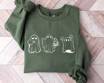 Halloween Boo Ghost Sweatshirt, Cute Fall Sweatshirt, Spooky Season Ghost Sweatshirt, Gift For Halloween, Pumpkin Halloween Sweatshirt
