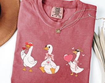 Comfort Colors® Valentine's Day Goose Shirt, Funny Valentine Shirt, Cute Valentines Goose Tee, Cute Goose Lover Gift, Valentine Couple Tee