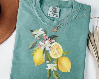 Comfort Colors® Vintage Lemon Shirt, Lemon T-Shirt, Aesthetic Fruit Shirt, Summer Fruit T-Shirt, Foodie Vintage Graphic Shirt, Fruit Shirt