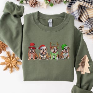Englische Bulldogge Sweatshirt, Hunde-Liebhaber-Geschenk, Feiertags-Pullover, Weihnachten Englische Bulldogge-Shirt, Weihnachten Rundhalsausschnitt, Hundemama-Shirt, Weihnachtshemd