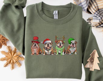 English Bulldog Sweatshirt, Dog Lover Gift, Holiday Sweaters, Christmas English Bulldog Shirt, Christmas Crewneck, Dog Mom Shirt, Xmas Shirt