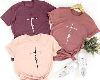 Shirt geloof, shirt Faith Cross, christelijk cadeau, cadeau geloof, christelijke shirts, shirt liefde en genade, shirt Faith Cross, verticaal kruis, Jezus