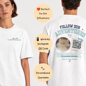 Custom Pet Influencer Shirt with QR Code, Personalized Instagram T Shirt, Comfort Colors® Creator Merch, Custom Pet Account Tee