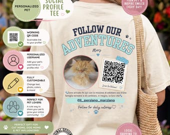 Custom Pet Influencer Shirt with QR Code, Personalized Instagram T Shirt, Comfort Colors® Creator Merch, Custom Pet Account Tee