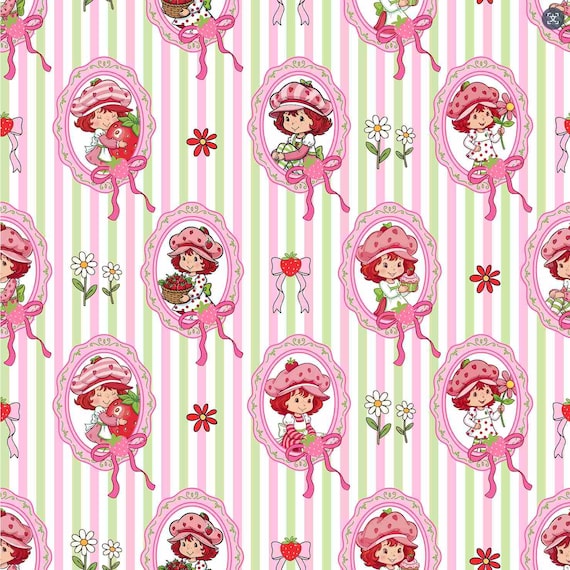 Strawberry Shortcake, Strawberry Girl Fabric, Cartoon Fabric, 100% Cotton Fabric for Quilting, By The Half Yard
