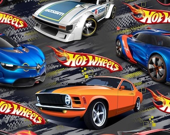Hot Wheels Race Car Cotton Fabric Boys Sports Car Fabric Hot Wheels Track Fabric Cartoon Anime Fabric 100% Cotton Fabric By The Half Yard