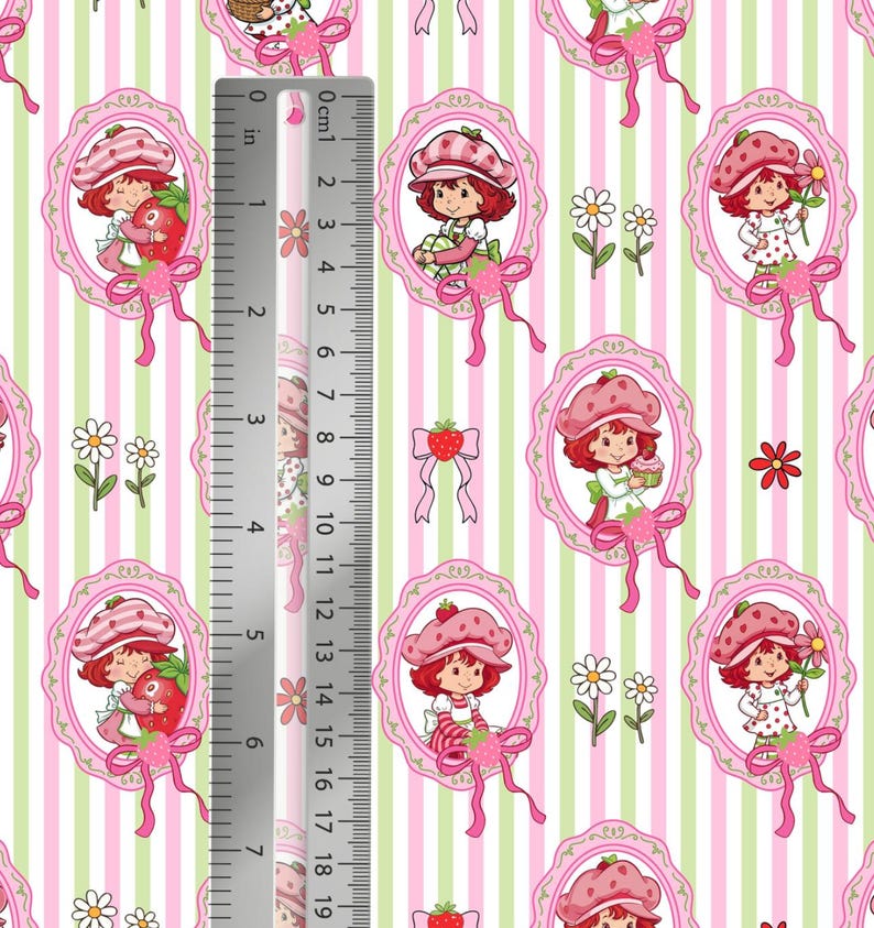 Strawberry Shortcake, Strawberry Girl Fabric, Cartoon Fabric, 100% Cotton Fabric for Quilting, By The Half Yard image 2