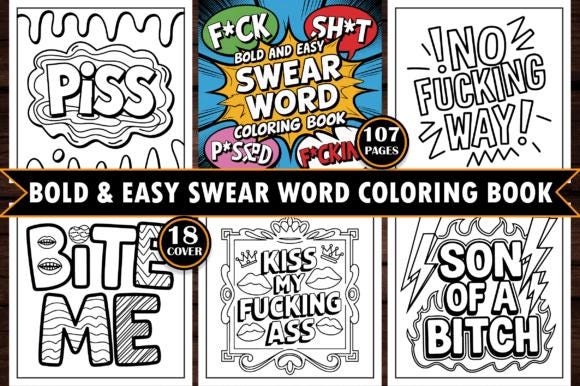 Adult Bold & Easy Swear Word Coloring Pages – Funny Groovy Designs for Stress Relief (Digital Download)