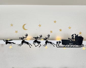 Sandy Claws Sleigh Silhouette | PLA Plastic | Wall Decals