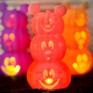 Stacked Mickey Mouse o&#39;Lanterns | Light Up Figure | Eight Color Options