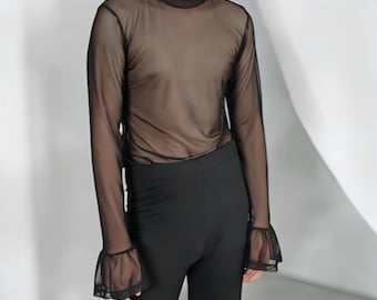 Men's Mesh Sheer Sexy Shirt, For Party, Boyfriend Gift