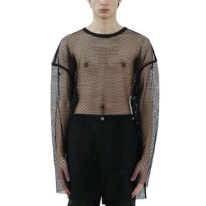 Men See Through Mesh Tee, Sheer Mesh Shirt