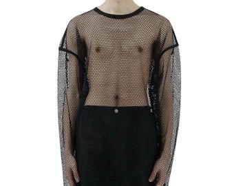 Men See Through Mesh Tee, Sheer Mesh Shirt
