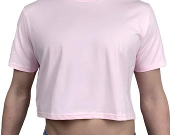 Handmade Pink Crop Top: Men's Rave Style