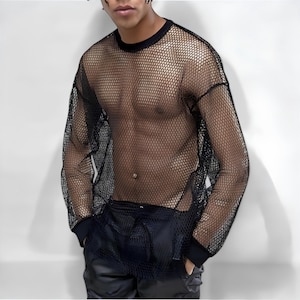 Men Mesh Tee, Rave Wear, Festival Clothing, Muscle Top