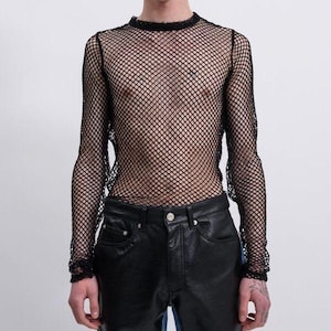 Men's Mesh See-Through Long Sleeve T-Shirt