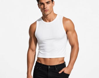 Handmade Sleeveless Crop Top: Unisex Basic Tee
