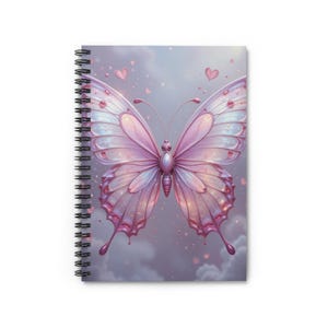 Spiralblock mit Schmetterling - Linien, Niedliches Briefpapier, Journal für Notizen, Geschenk für Sie, Schule oder Büro