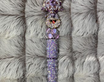 bling purple rhinestone Santa beaded pen with snowflake spinner