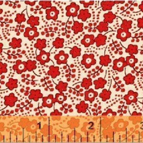 Flower Swirl in Red, Storybook VII, 1930s Repro Fabric