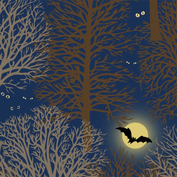 Halloween Trees on Blue, Hallowgraphix II