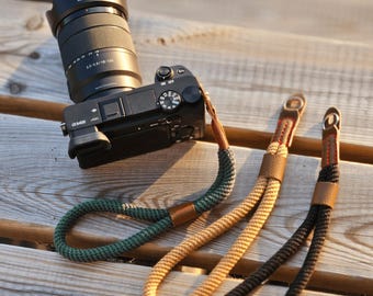 Correa de muñeca de nailon para cámara, protector de cuero ajustable, accesorio para cámaras DSLR y SLR