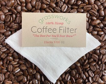 HARIO V60 01 Reusable Organic 100% Hemp Fabric Cone Coffee Filter "The Best Pot You'll Ever Brew"™