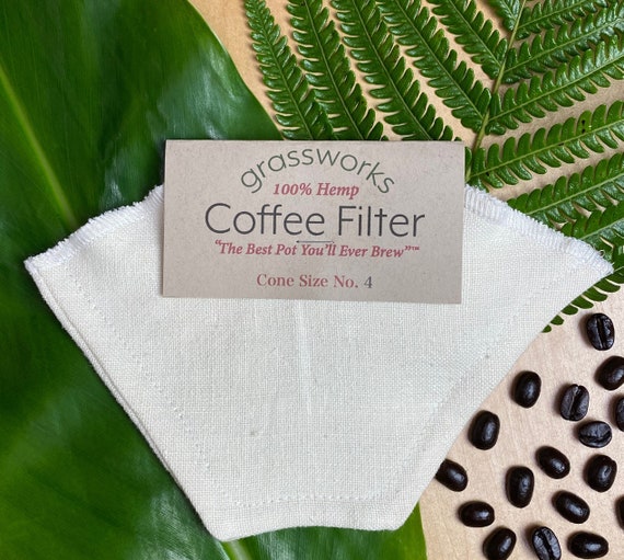 Organic Hemp Coffee Filter: Reusable Cone Size 4, USA Made, "The Best Pot You'll Ever Brew™"