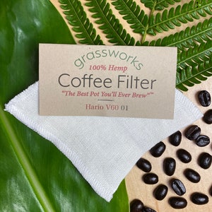 HARIO V60 01 Reusable Organic 100% Hemp Fabric Cone Coffee Filter &quot;The Best Pot You&#39;ll Ever Brew&quot;™